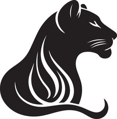 Female Lion Head Vector Silhouette Black and White Illustration