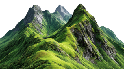 Majestic Peaks: A breathtaking panoramic view of rugged mountain, towering peaks and verdant slopes. Witness the raw power and serenity of the natural world, with layers of textures and colors.