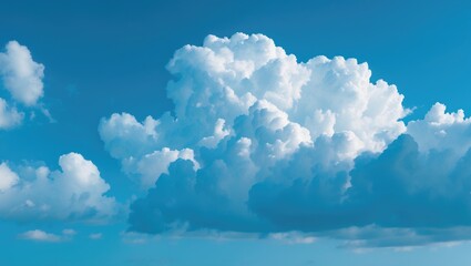 White cloud against a vibrant blue sky background