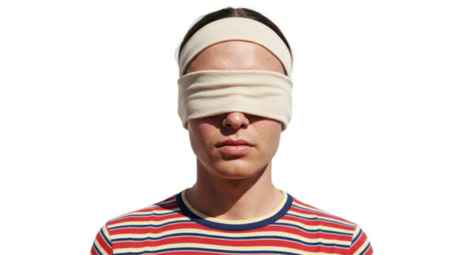 Isolated Person with Blindfold Impaired Vision