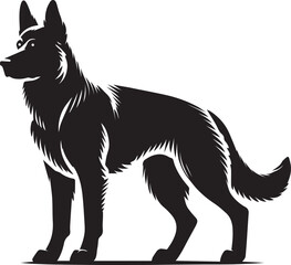 German Shepherd Vector Art Illustration in Black and White