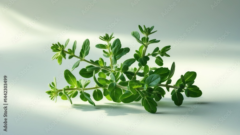 Poster oregano twig in fresh condition on a plain background