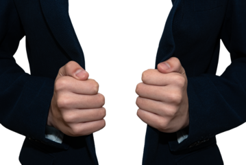 Hands unbuttoning a jacket on a white background. Empty space for an inscription. Unbuttoned jacket isolate