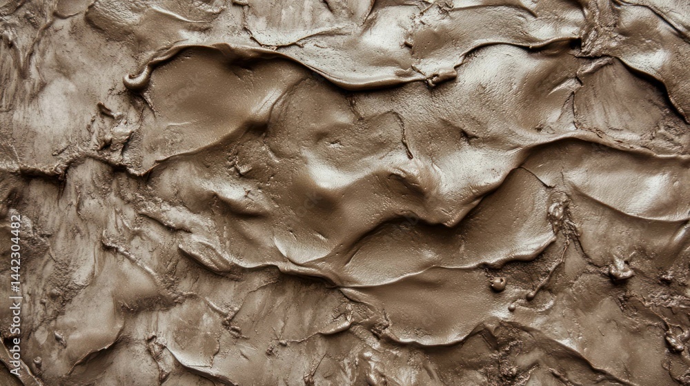 Poster chocolate background texture shows various abstract patterns, forms smooth material.