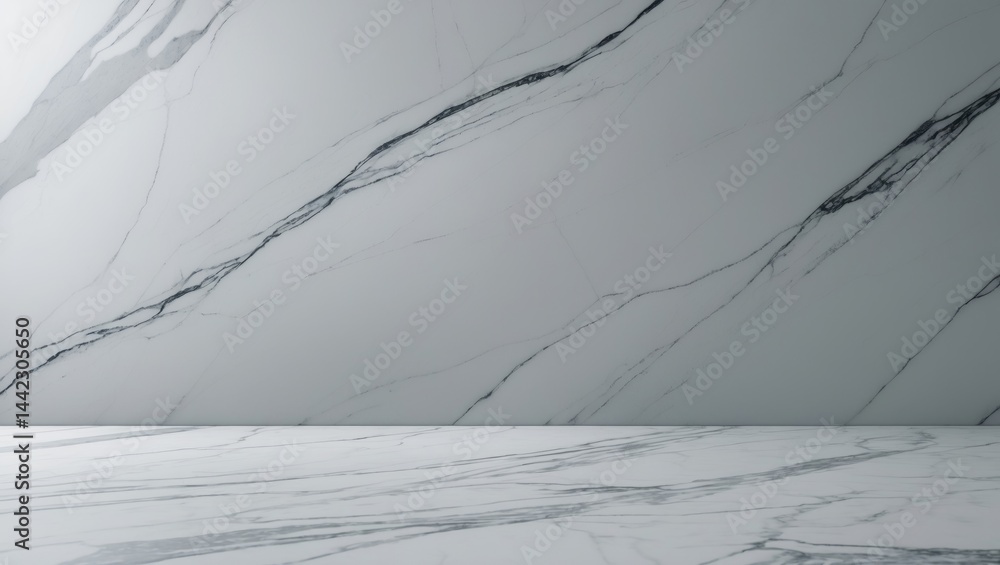 Poster backdrop of an empty table with a marble surface and light gray veins.