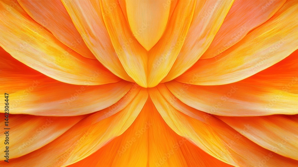 Poster symmetrical display of brightly colored petals and their patterns