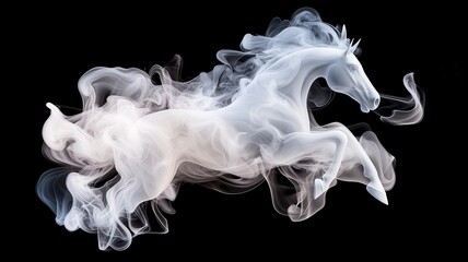 Ethereal White Horse: Smoke and Fantasy Art horse smoke ethereal mystical fantasy art white black