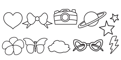 simple 90s icon. minimalist vector format. logos, stickers, merchandise, and user interface elements