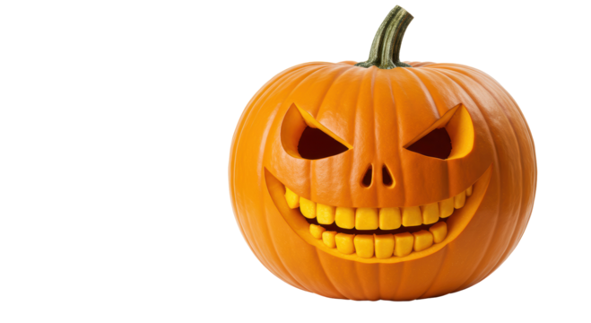 Isolated Spooky Halloween Jack-o-Lantern Pumpkin
