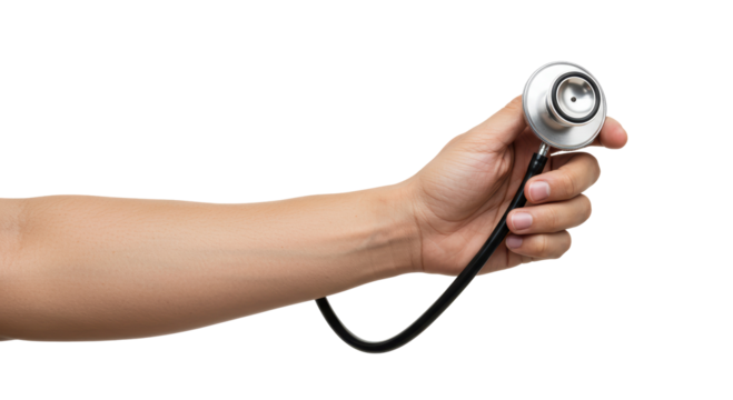 Isolated Hand Holding Stethoscope for Medical Checkup