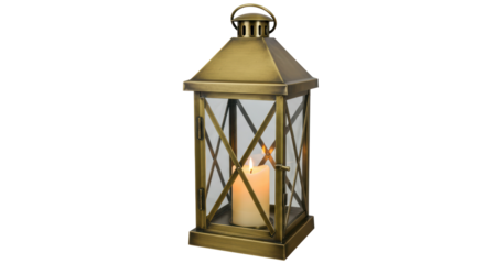 Isolated Vintage Lantern with a Candle Inside Casting a Warm Glow