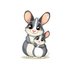 Adorable Mother and Baby Rabbit Illustration A Sweet Embrace