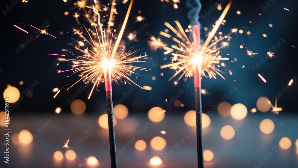 Poster abstract blur featuring the burning of two sparklers