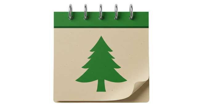 Isolated Calendar with Christmas Tree Symbolizing December Holidays