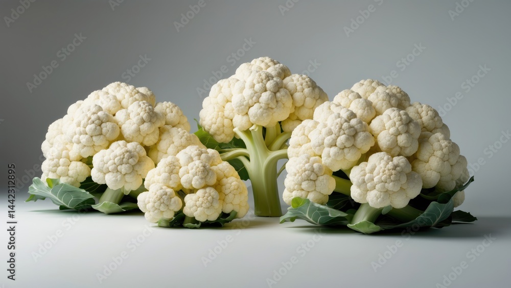 Poster head of cauliflower on background, isolated with clipping path