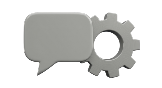Isolated Chat Bubble and Gear Symbol