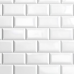 Close up of a white subway tile pattern with a glossy surface finish