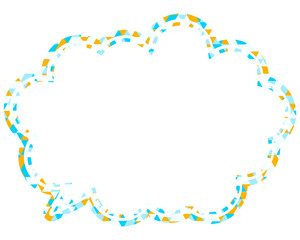 ステンドグラス風吹き出し　三角形模様　丸みのある雲形