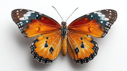 Obraz premium a close-up of a butterfly on a white isolated background, delicate and colorful design
