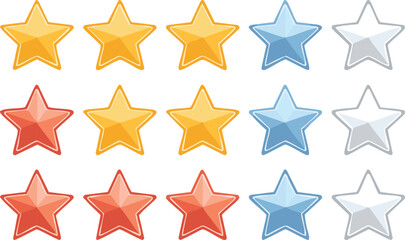 Fototapeta premium Star Rating Icons with Different Fills – Vector Illustration of Customer Feedback and Evaluation