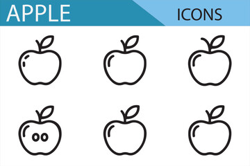 Fresh and Modern Apple Icons in Simple Line Art Style