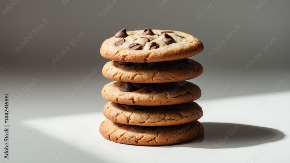 Poster white background with front view of stacked cookies