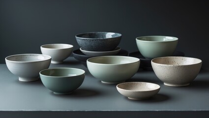 ceramic bowls displayed on a backdrop