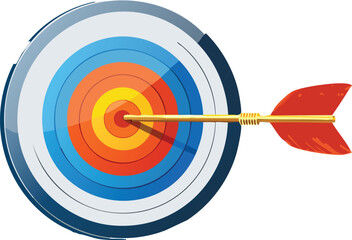 Dart Hitting Bullseye on Target - Precision Vector Icon for Business Success & Goal Achievement Graphics