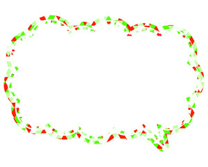 ステンドグラス風吹き出し　三角形模様　細長い雲形