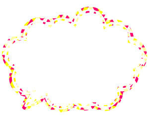 ステンドグラス風吹き出し　三角形模様　丸みのある雲形
