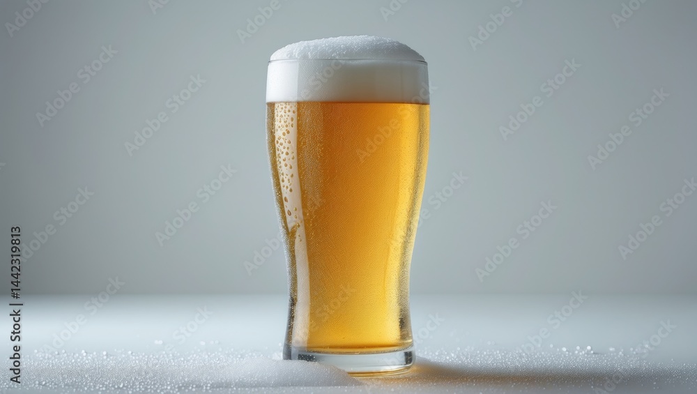 Poster frosted pint of beer set against a simple backdrop