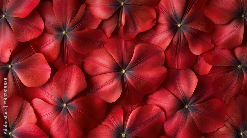 Poster beautiful array of vibrant red flowers arranged as a lovely pattern