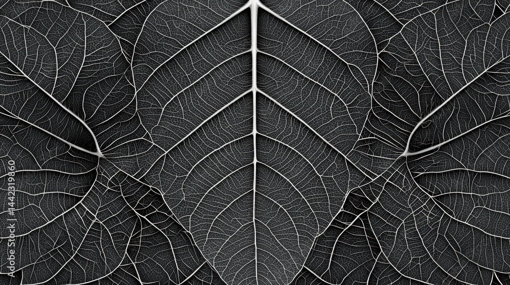 Poster a close-up image of a leaf with a textured surface and a network of veins.