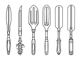 Cultivating Blade Elegant Line Art Illustration for Design