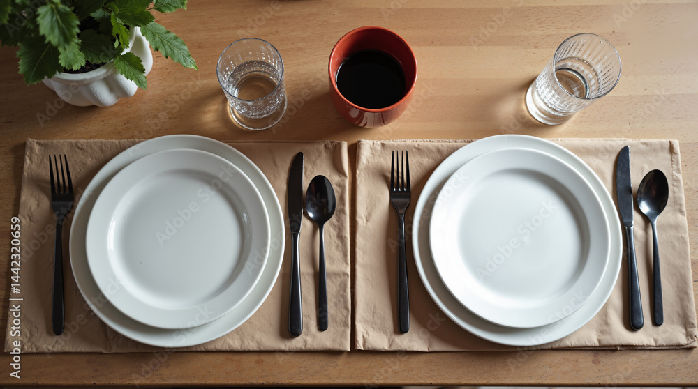 Poster the image shows a table setting with plates