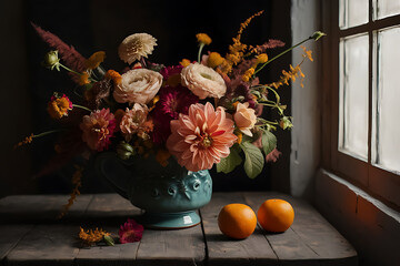 Romantic Flower Composition by Windowlight Artful Still Life Photography