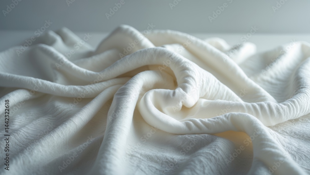 Poster white wrinkle fleece synthetic fabric with soft texture suitable for wallpaper and backdrops, text s