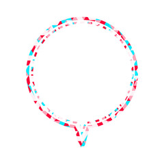 ステンドグラス風吹き出し　三角形模様　丸形の下向き