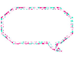 ステンドグラス風吹き出し　三角形模様　細長い八角形