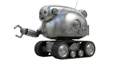 Isolated Metal Robot on Tracks with Gripper Arm