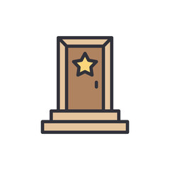 Famous room colored icons, minimalist vector illustration ,simple transparent graphic element .Isolated on white background