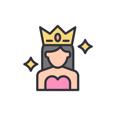 Famous woman colored icons, minimalist vector illustration ,simple transparent graphic element .Isolated on white background