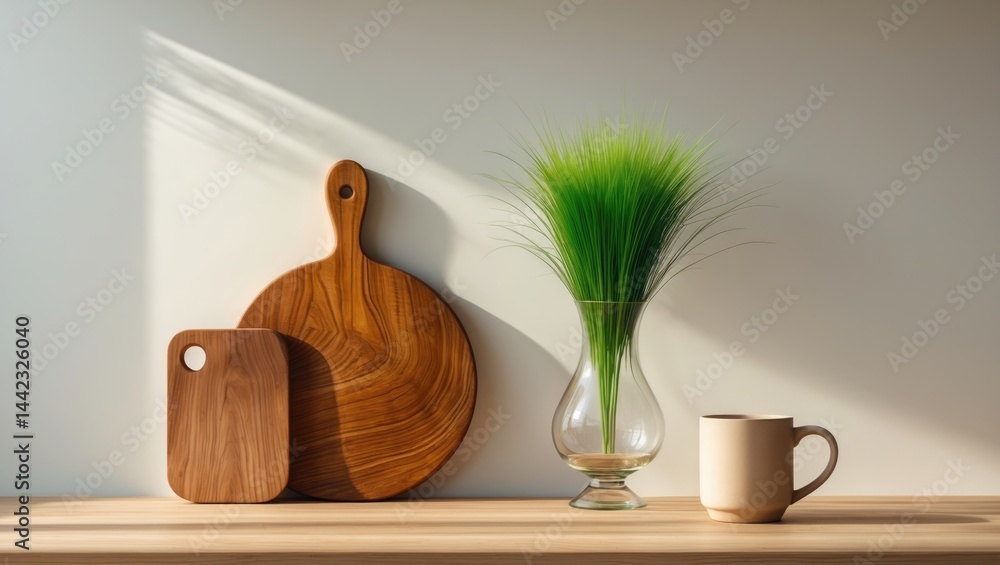 Poster cozy minimal counter mockup design ideal for product display background.