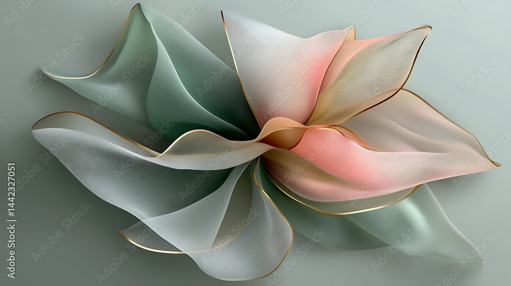 Poster elegant abstract composition of flowing fabric waves and colors