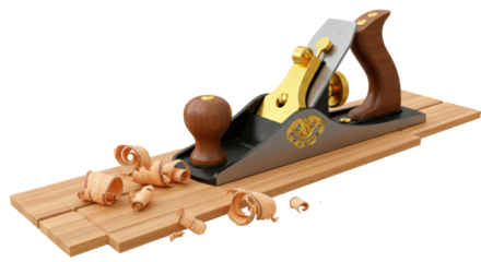 Isolated Hand Plane with Wood Shavings Carpentry