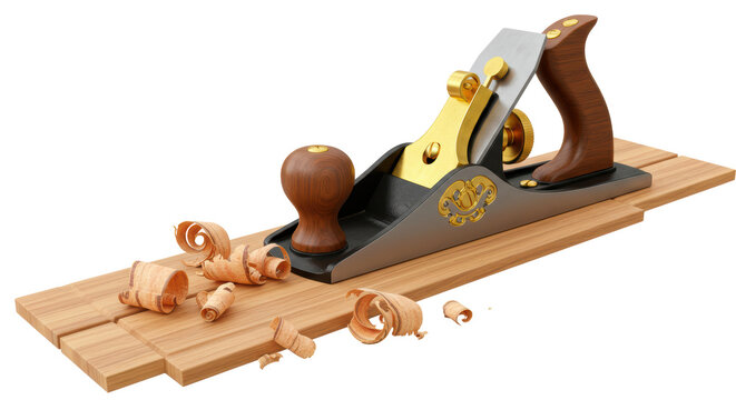 Isolated Hand Plane with Wood Shavings Carpentry