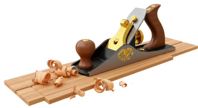 Isolated Hand Plane with Wood Shavings Carpentry