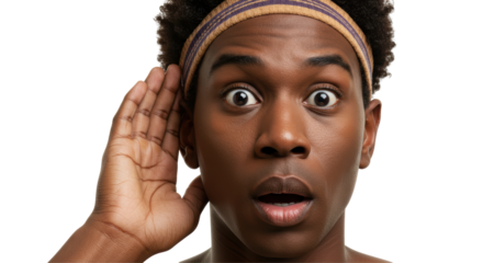 Isolated Surprised African American Man Listening