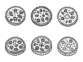 Delicious Italian Frittata Line Art Vector Illustration 