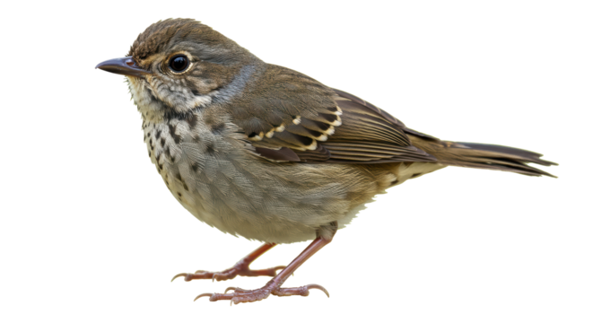 Isolated Detailed Side View of Brown Songbird